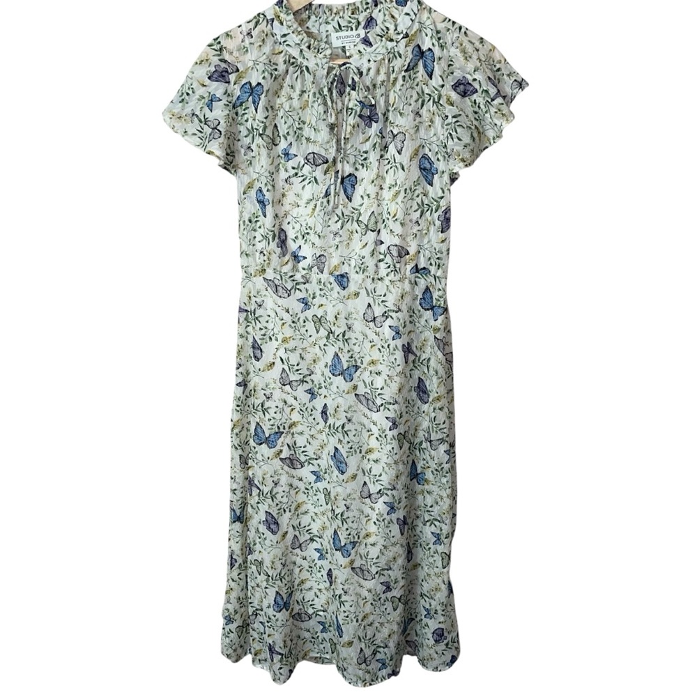 Studio B by Bobeau Dress Butterflies Fairy Ruffle Prairie Floral Whimsical Small